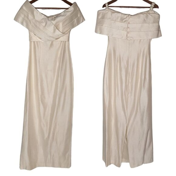 Watters Dresses & Skirts - Watters Vintage Wedding Dress Off the Shoulder Timeless Sheath Gown Ivory Size 8